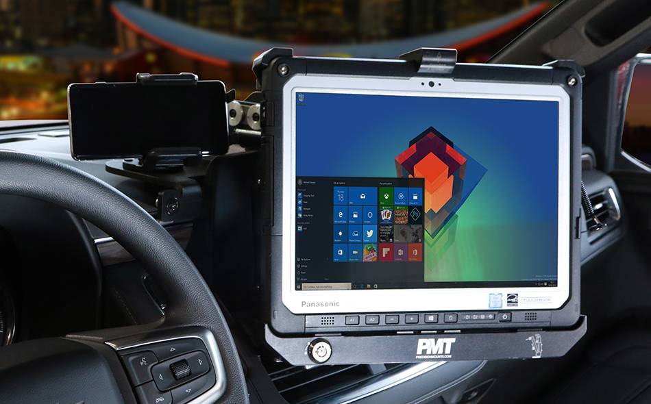 AS5.E700.002 2021%2B Chevrolet Tahoe Tablet Dash Mount with AS7.P033.102 Panasonic Toughbook 33 Tablet Docking Station with 7160-0995-00 Screw Base Cell Phone Holder_1.jpg